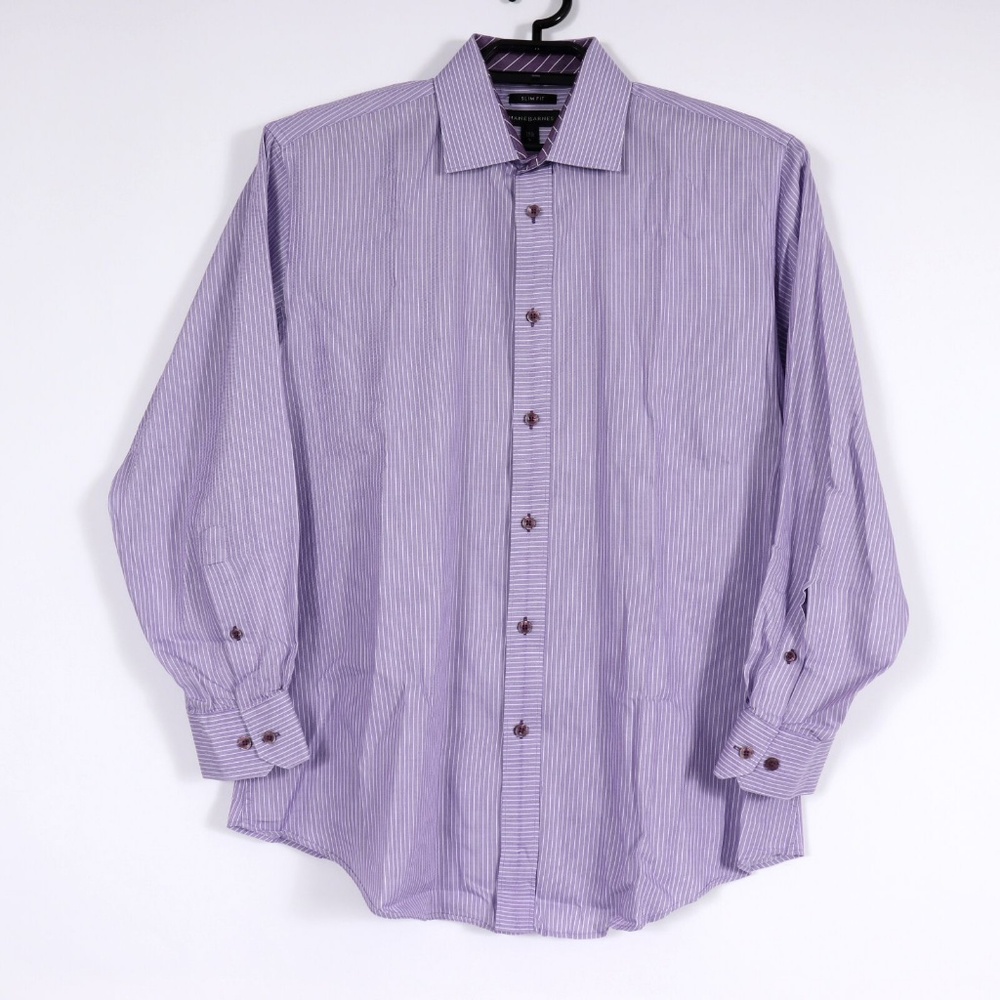 Jhane Barnes Slim Mens Purple Stripe Shirt Large
